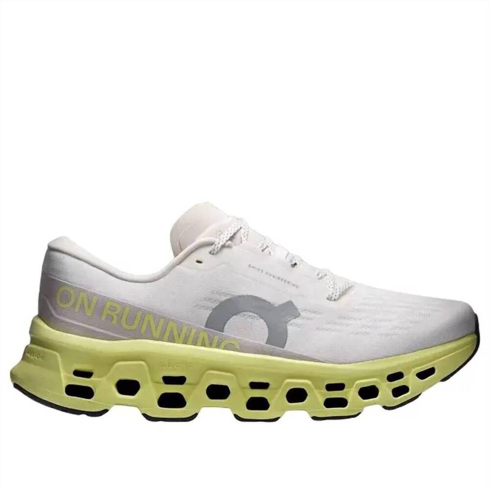 NEW ON RUNNING men's cloudmonster 3 running shoes in ivory - limelight